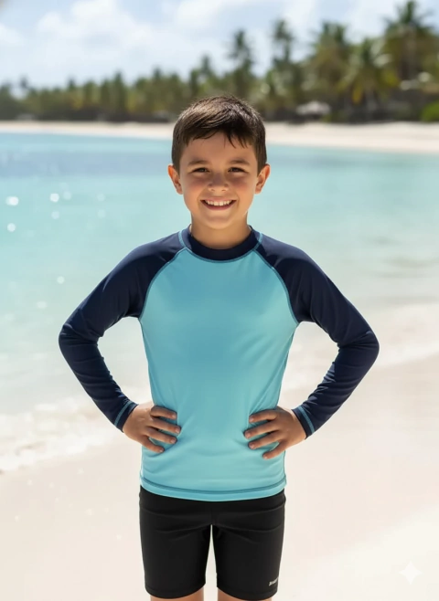 Remera Proteccion UV+50 Celeste Nene - comprar online