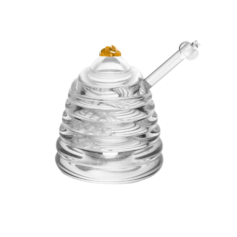 MELEIRO DE VIDRO COM COLHER E TAMPA ABELHINHA