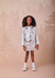 Imagem do Conjunto Infantil Menina – Blusa Branca Ursinho com Strass e Saia Short Prateada