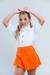 Short saia pregas em sarja