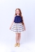 Conjunto Menina 14 Anos – Blusa Azul e Short Saia Rodado Xadrez em Tricoline – 8/10/12/14/16 na internet