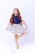 Conjunto Menina 14 Anos – Blusa Azul e Short Saia Rodado Xadrez em Tricoline – 8/10/12/14/16