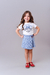 Conjunto Infantil Menina – Blusa Branca Cute Bear Strass e Short Saia Azul com Laço - comprar online