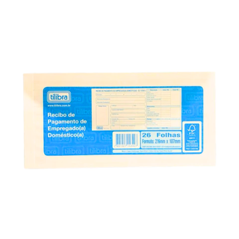 Recibo Pagamento Empregada Doméstica 26fls - Tilibra