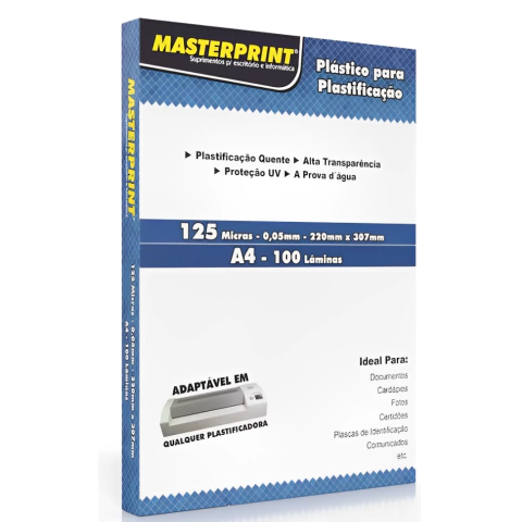 Plástico para Plastificação A-4 x0,05m com 100fls - Masterprint
