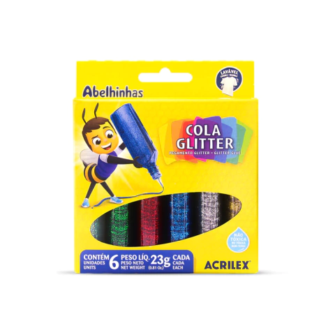 Cola Gliter 23grs com 06 Cores - Acrilex