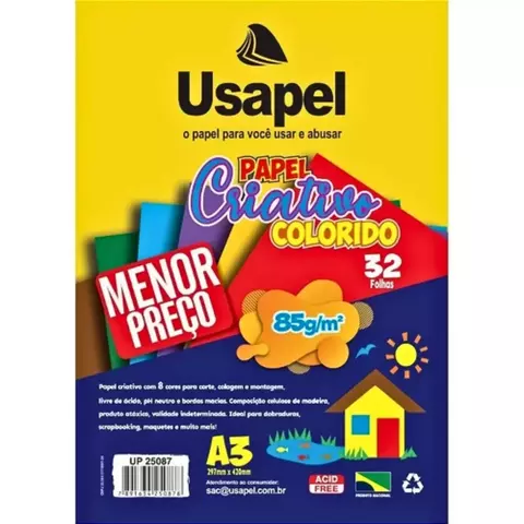 Bloco Criativo A-3 Com 32fls x 120g/m² 8 Cores - Usapel