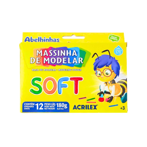 Massa De Modelar 180grs x 12 Cores Soft - Acrilex