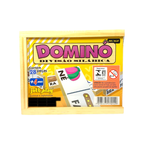 Domino de Divisão Silábica, 28 pcs Cx Madeira - Jottplay