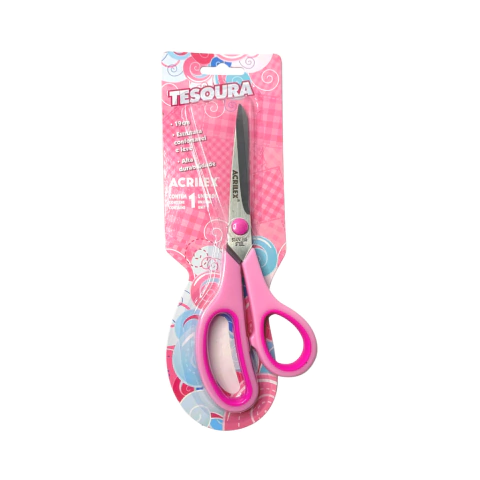 Tesoura Multiuso 19cm Cabo Rosa - Acrilex