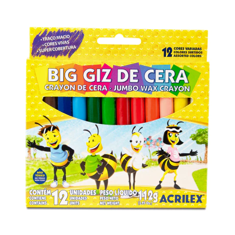Big Giz de Cera com 12 Cores Redondo - Acrilex