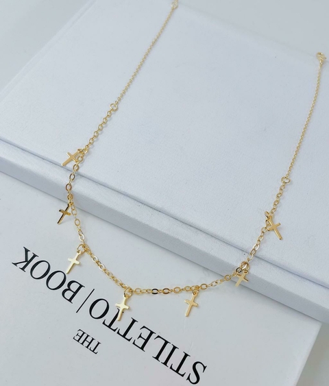 Choker Cruz Folheada a Ouro 18K
