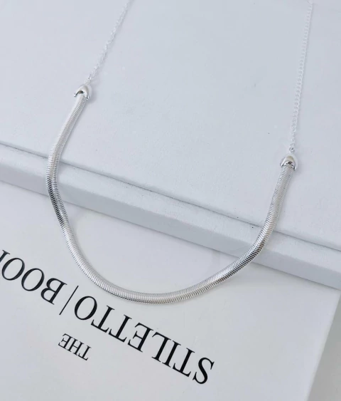 Choker Malha Folheado a prata 925