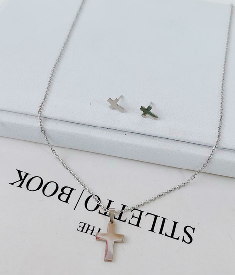 Conjunto Cruz Aço Inoxidável