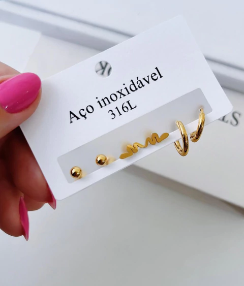 Trio Cobra Aço Inoxidável Dourado