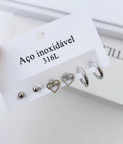 Trio Love Aço Inoxidável Prateado