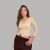 Blusa de gola boba de malha fina bege