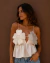 Top de flor com strass