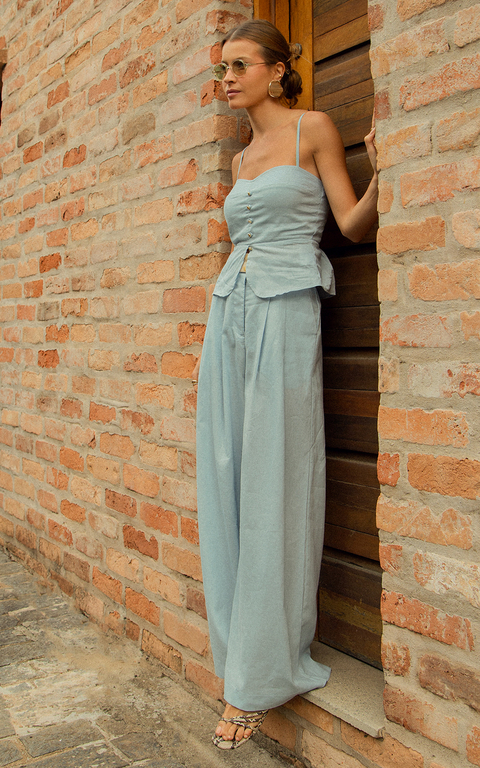 CALCA PANTALONA COM PREGAS LINEN VOIL COTTON