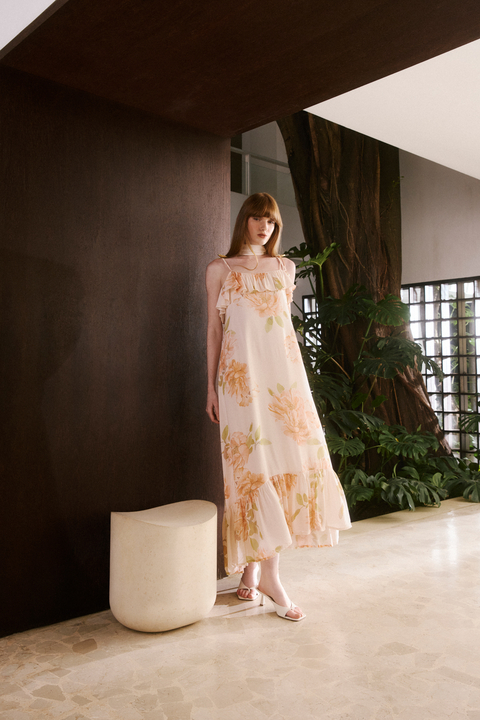 VESTIDO MIDI BABADOS BOSSA LIGHT ESTAMPADO