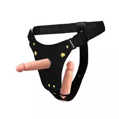 Cinta Peniana Dupla em Couro com Prótese Realística 12,5x3,6 cm | SoulSex