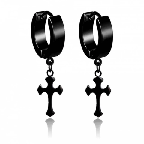 Aretes Cruz Acero Inoxidable Candonga Pendiente hombre mujer CC2000