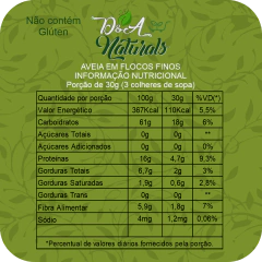 Aveia Em Flocos Finos 100% Sem Glúten 500g - D&A Naturals