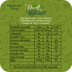 Castanhas de Cajú Torradas em Bandas Com Sal 500g - D&A Naturals