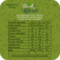 CastanhaS de Cajú W1 Inteiras Torradas Com Sal 500g - D&A Naturals