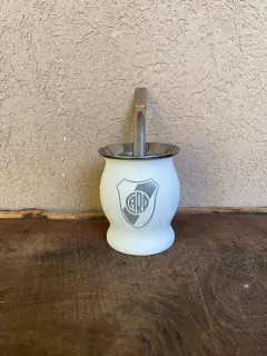 Mate Blanco de Acero Grabado + Bombilla en internet