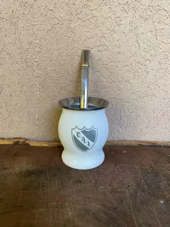 Mate Blanco de Acero Grabado + Bombilla - tienda online