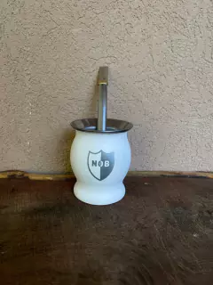 Mate Blanco de Acero Grabado + Bombilla