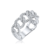 Anillo Cadena Con Piedras Plateado