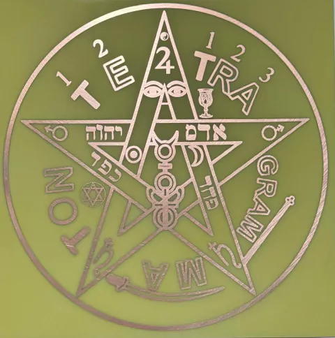 Tetragramaton - Pentagrama Esotérico , gráfico Radiestesia Radiônica em cobre