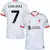 Camisa branca do Liverpool II 24/25, versão torcedor, com o nome "LUIS DÍAZ" e número 7 nas costas. camisa liverpool personalizada com nome e número do jogador luiz diaz