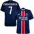 Camisa do Paris Saint Germain na cor azul, com detalhes em vermelho e branco, apresentando o nome KVARATSKHELIA e o número 7 nas costas.