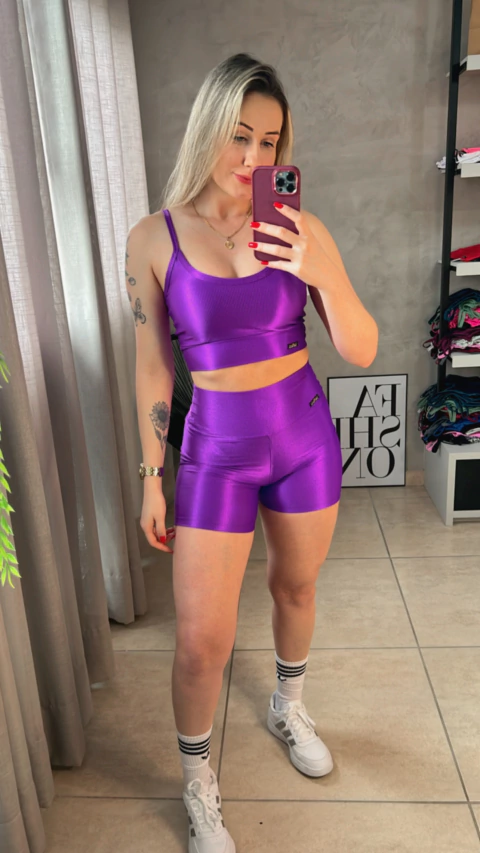 Top Alça Feel Rib Roxo Astral Brilho - COM BOJO