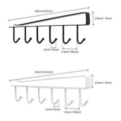Organizador Colgante Porta Taza Alacena Estante Metal Cocina - Es Necesario