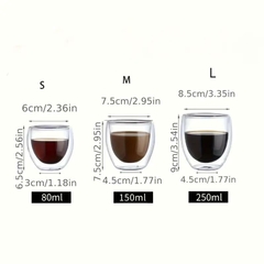 Vaso Taza Elegante Minimalista Doble Pared Vidrio 150 ml - tienda online