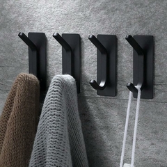 Pack 4 Gancho Perchero Doble Acero Autoadhesivo Negro - comprar online