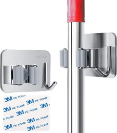 Soporte De Escoba Con Gancho Acero Inoxidable - comprar online