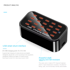 Cargador Rápido 20 Puertos Usb Múltiples Dispositivos