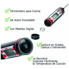 Termómetro Digital Cocina Lcd Pincha Carne Liquido Acero Inox - Es Necesario