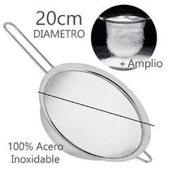 Colador Tamizador 16 a 20cm Amplio Malla Acero Inoxidable Cocina