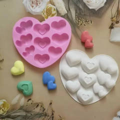 Molde Silicona Corazones Repostería Chocolate Jabón Vela
