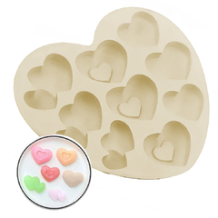 Imagen de Molde Silicona Corazones Repostería Chocolate Jabón Vela