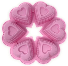 Molde Silicona Reposteria Artesania 6 Corazones Muffins Vela Jabón Resina - tienda online