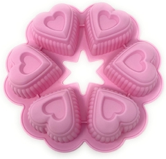 Molde Silicona Reposteria Artesania 6 Corazones Muffins Vela Jabón Resina - Es Necesario