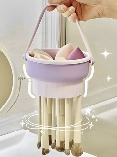Cesta Limpiador Organizador Brochas Pinceles Maquillaje Silicona Colgar - tienda online