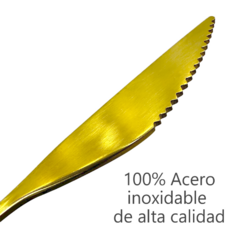 Set 6 Cuchillo Chico Untador Copetin Acero Inox Dorado - comprar online
